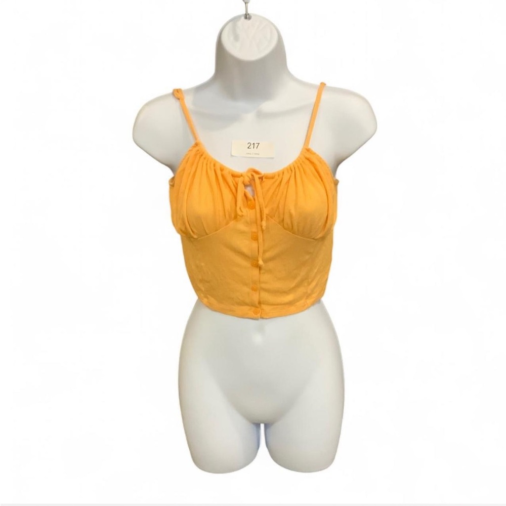 Aerie Orange Ribbed Crop Cami | Button Front | Size M | Excellent Condition